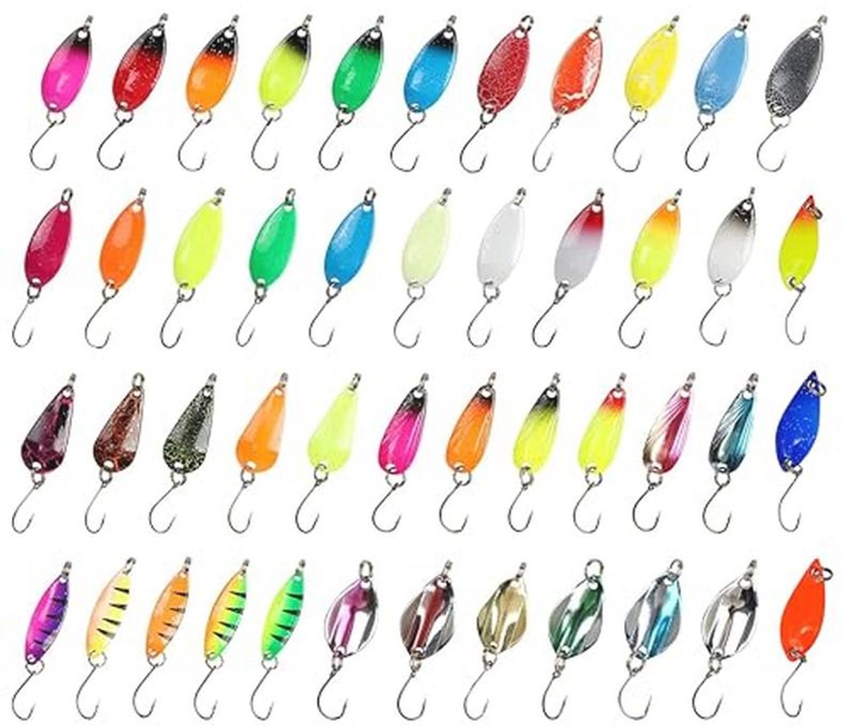 Set van 46 Forellepels voor het Vissen op Forel, Baars en Snoekbaars
