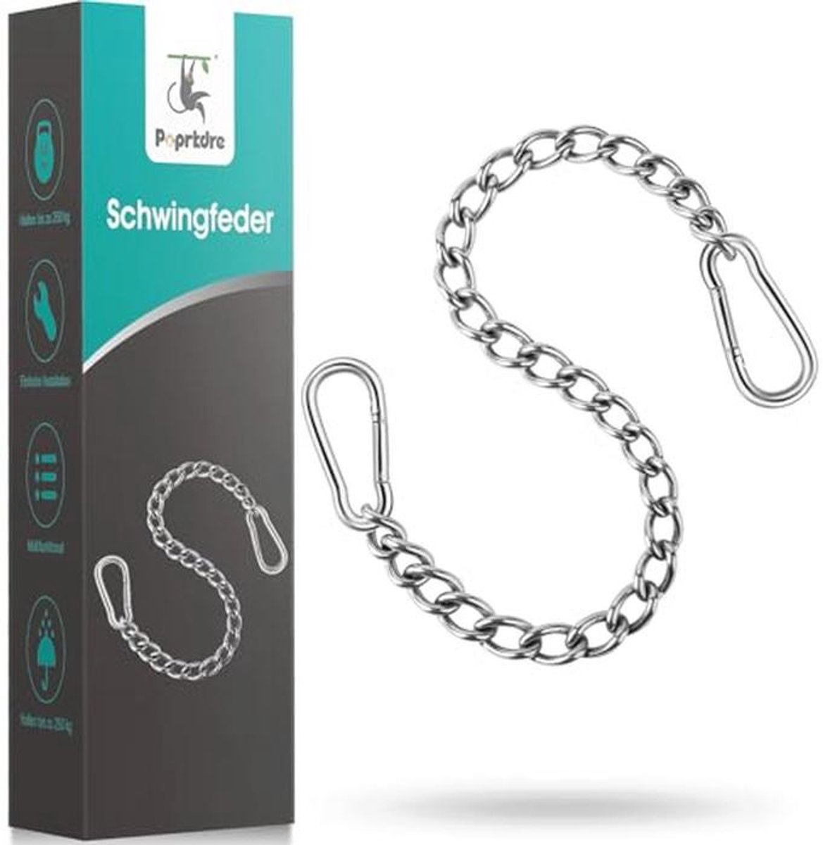 Hangstoelketting verlengstuk - 66 cm met dubbele karabijnhaak, tot 250 kg belastbaar