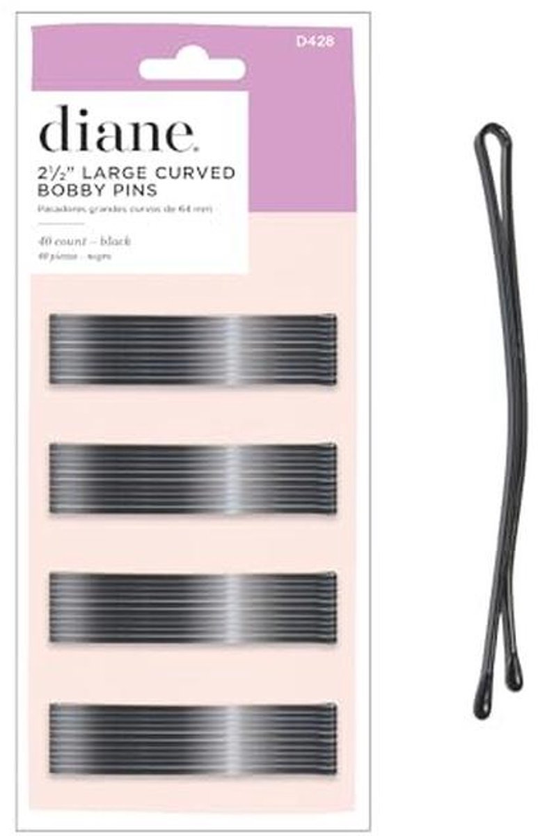 Gebogen Haarspelden voor Vrouwen - Bulk Pack van 40 Grote Bobby Pins - 6,3 cm - Zwart