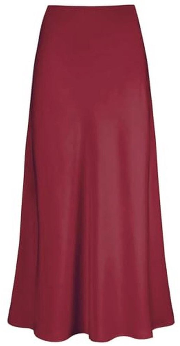 Elegante lange satijnen damesrok met hoge taille en elastische taille