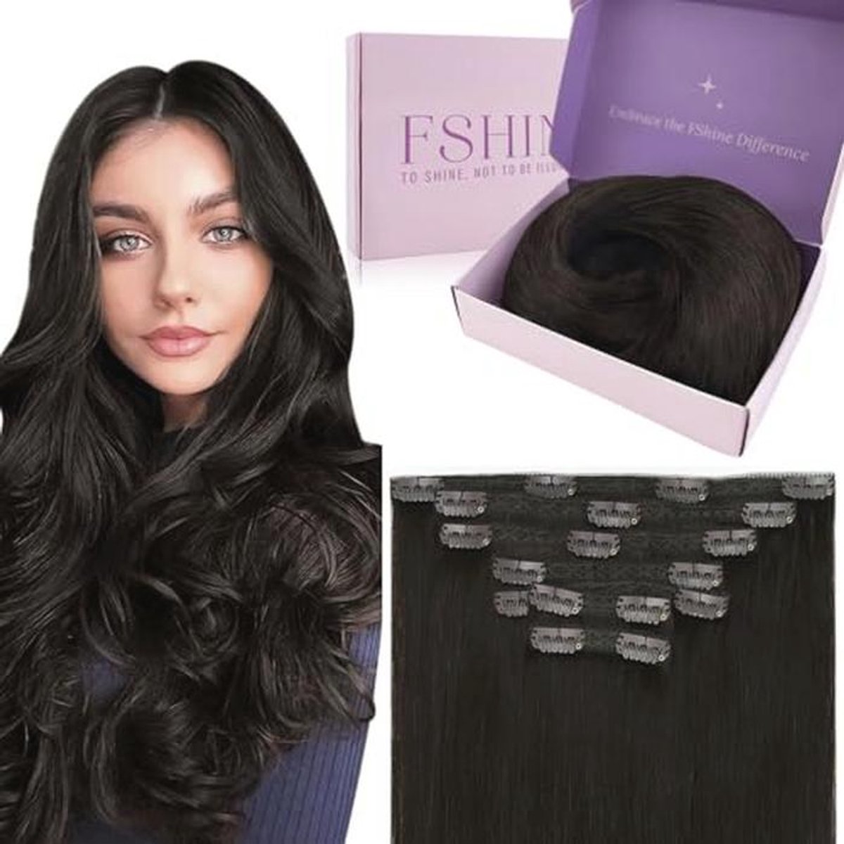 Donkerbruin 18 inch Clip-in Haarextensies - Natuurlijk Haar, 120g, 7 Stuks