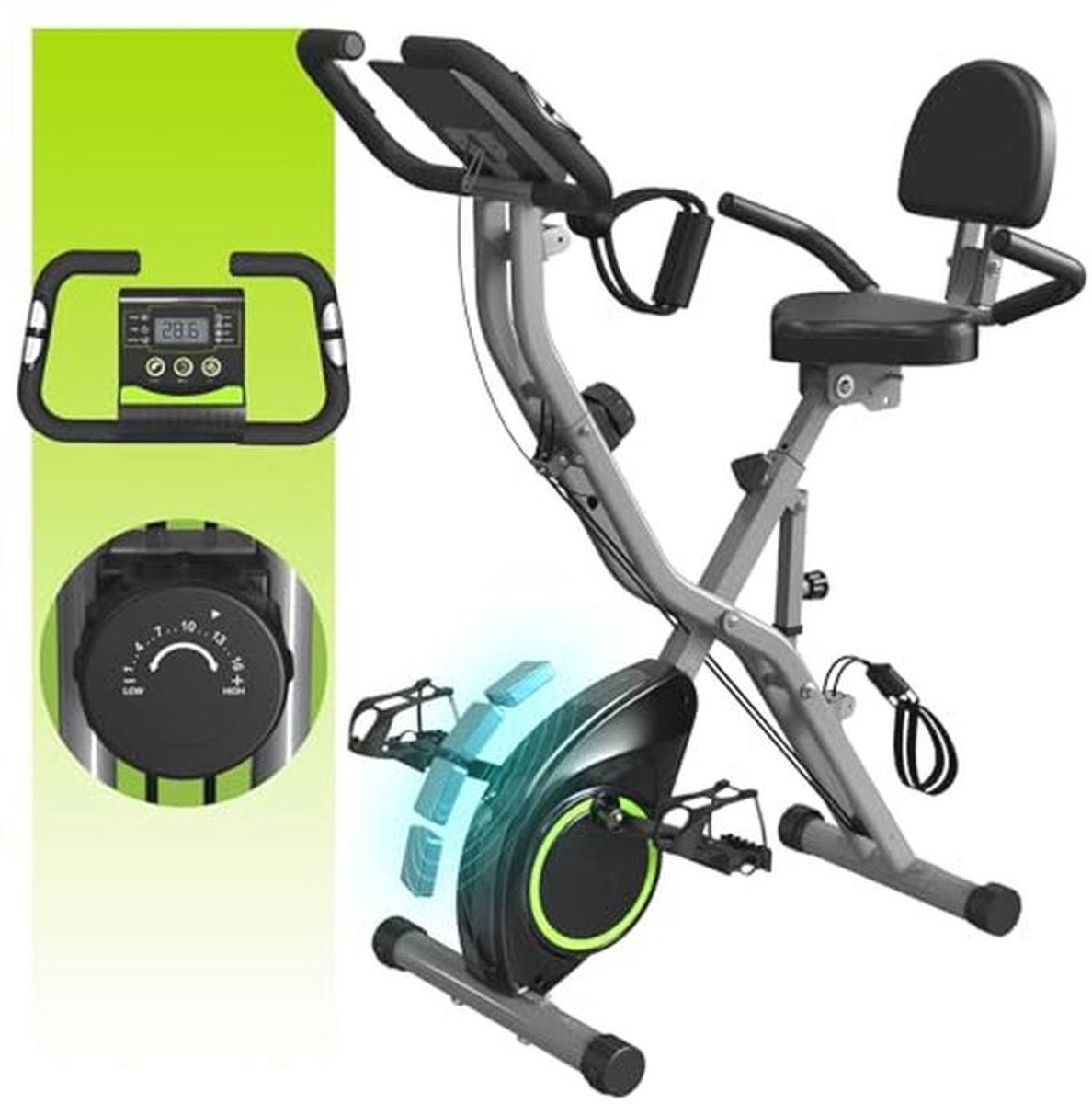 Indoor hometrainer voor senioren met 5-in-1 functies en 16 niveaus weerstand