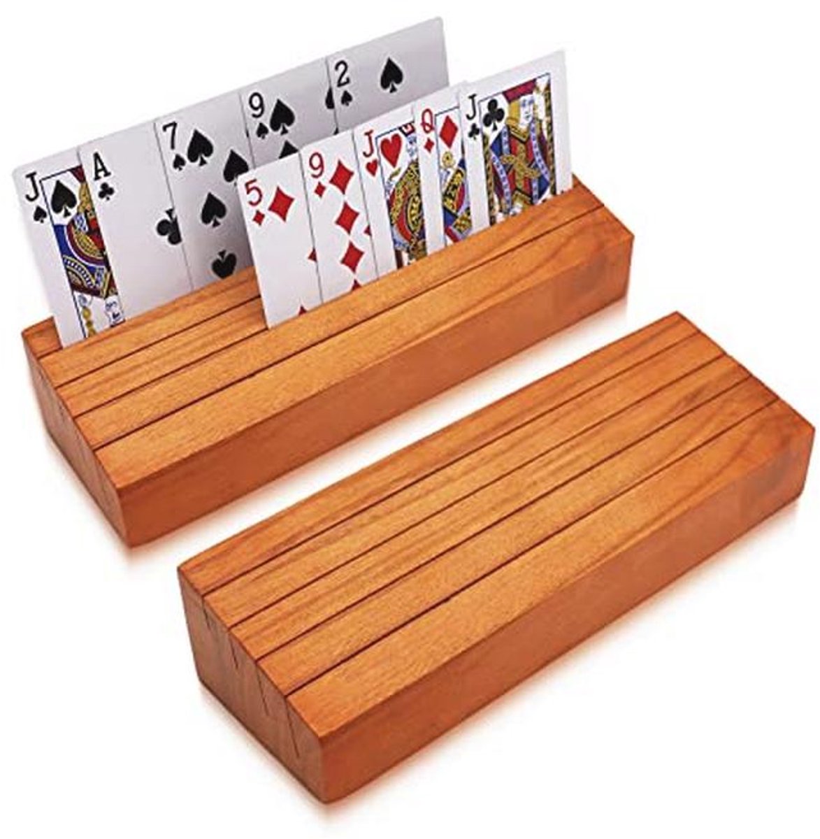 Speelkaartenhouder Set van 2 – Houten Kaartenstandaard voor Kinderen en Volwassenen