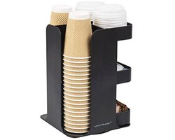 8-vaks koffiekopje en deksel carrousel organizer - zwart