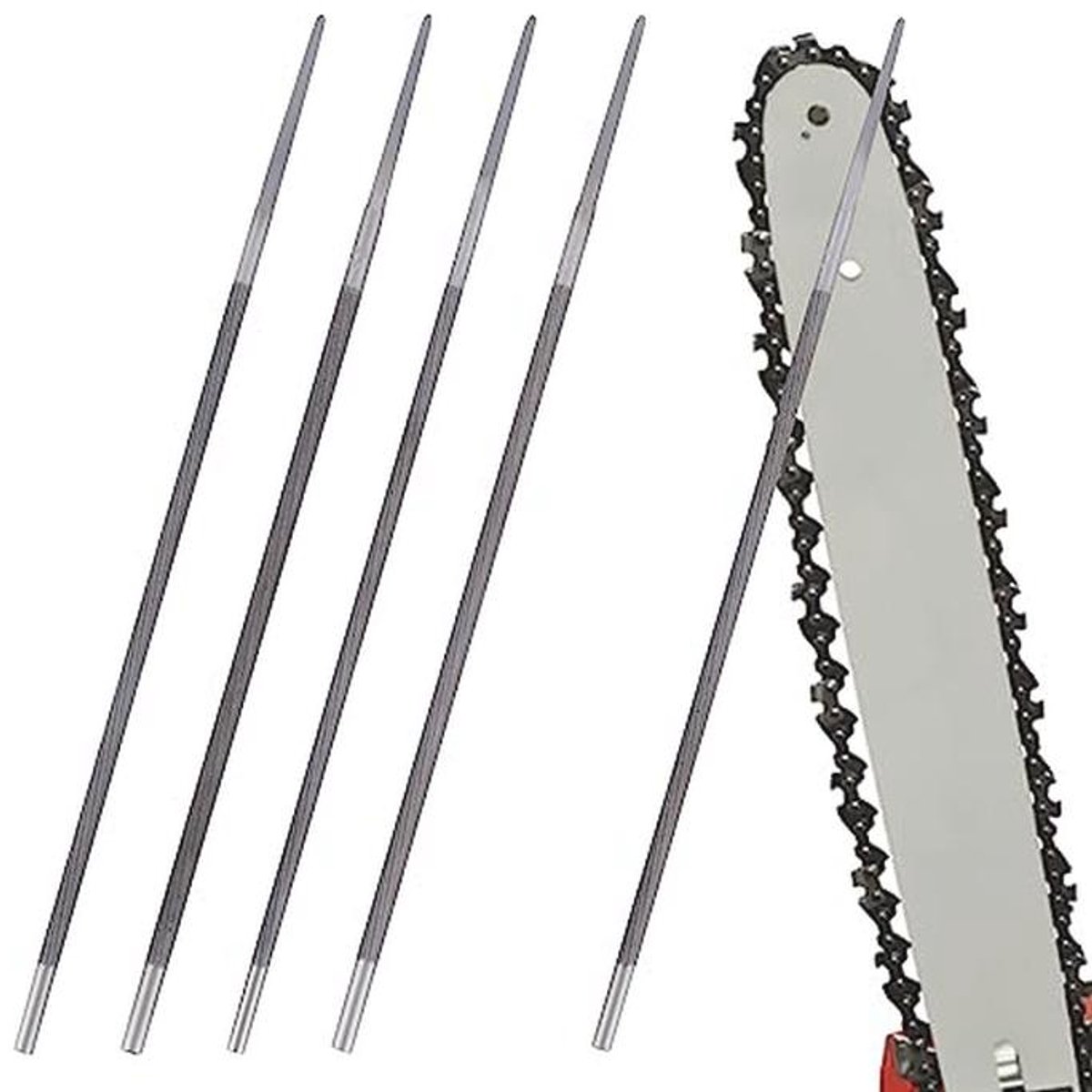 Kettingzaag Vijl Set - 5 Stuks Ronde Vijlen voor Handmatig Slijpen van Zaagkettingen
