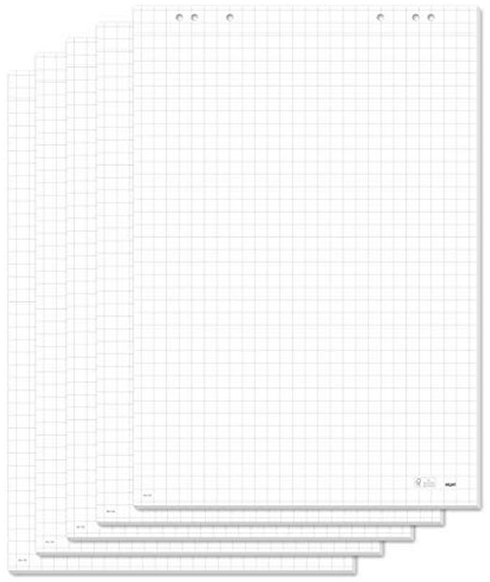 Flipchartblok met geruit papier en perforatie 68 x 98 cm - 5 blokken