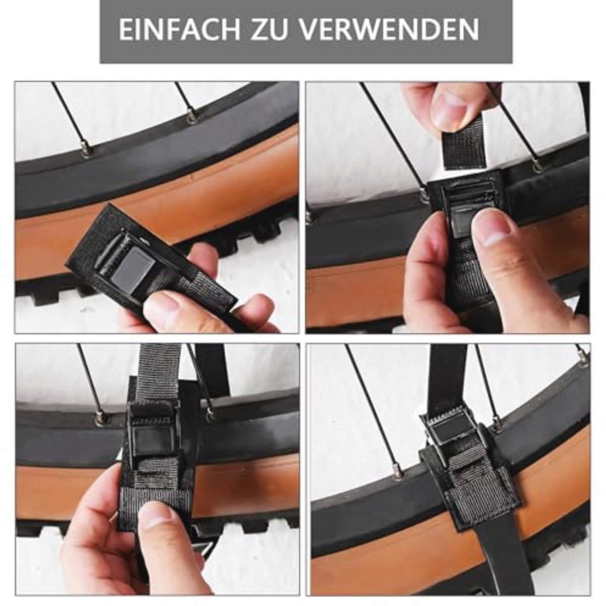 4 stuks Spanbanden met klemgesp - Hoogwaardig en 50 cm verstelbaar - Voor camping, auto, motor, fiets, steekwagen en bagage - Zwart