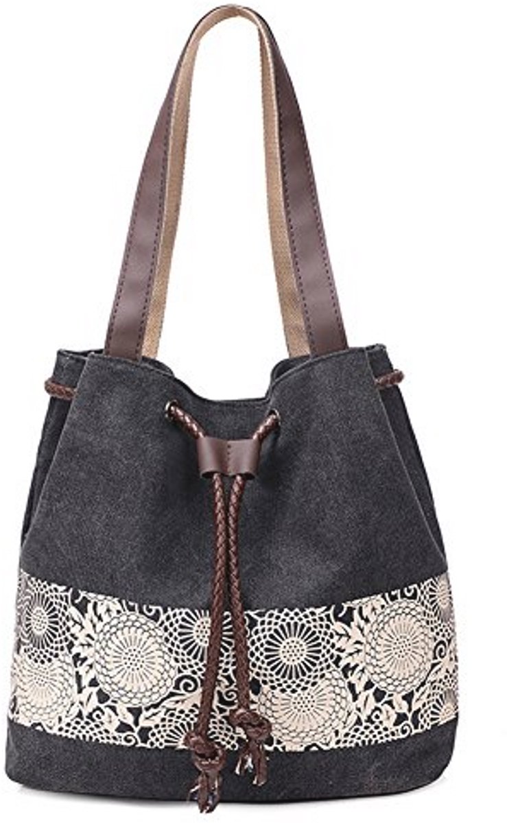 Canvas Schoudertas voor Dames - Vintage Print Crossbody Tas voor Dagelijks Gebruik