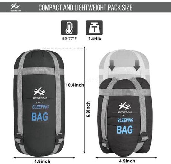 Slaapzak voor Warm Weer, Draagbaar en Waterdicht, Compact en Opvouwbaar voor Kamperen en Backpacken van Merkloos — afbeelding 2