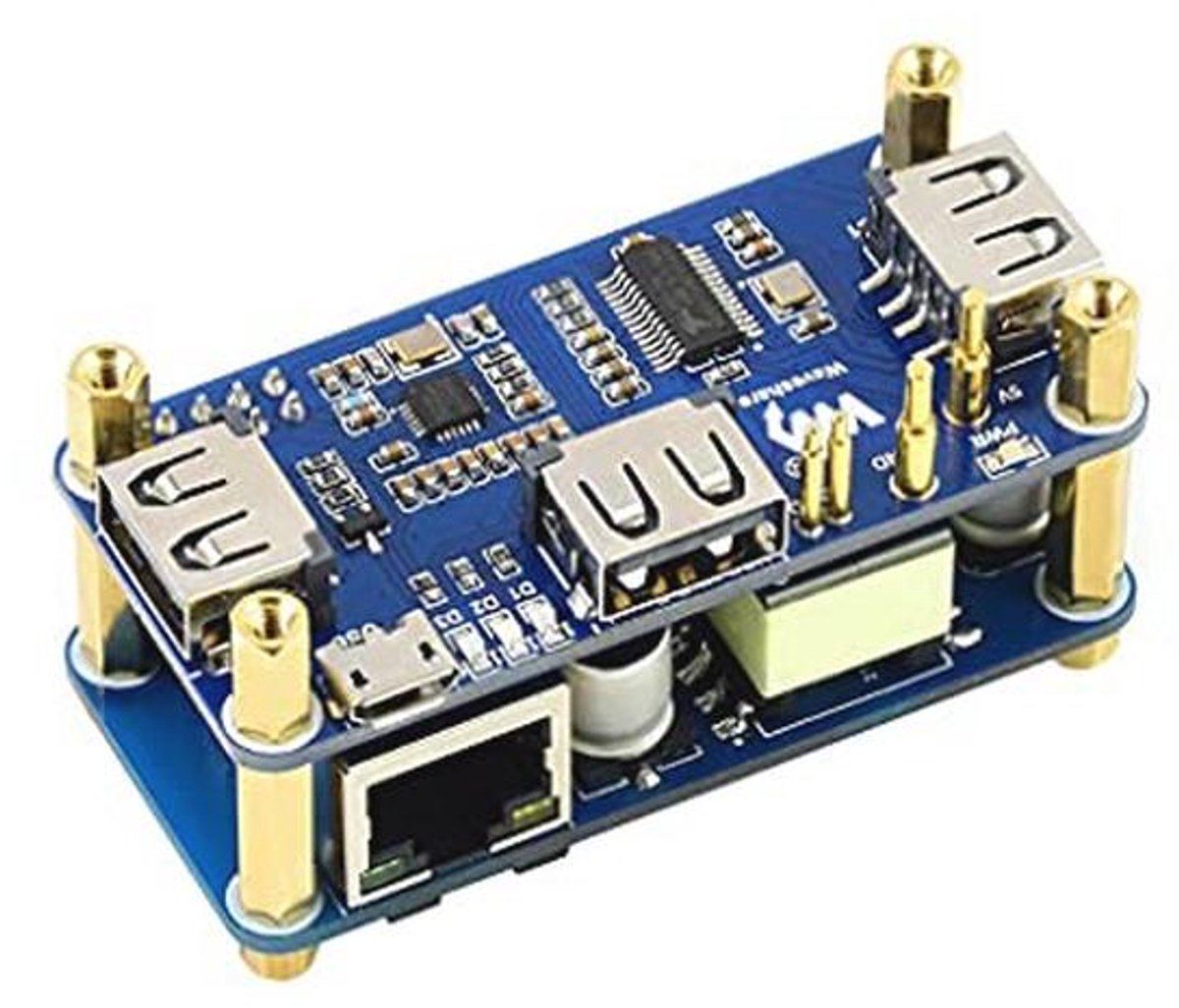 PoE Ethernet/USB HUB HAT voor Raspberry Pi Zero met 3 USB 2.0-poorten