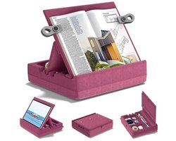 Pillow Book Stand with Storage for Reading, 3 Adjustable Viewing Angles for Tablets and E-Readers