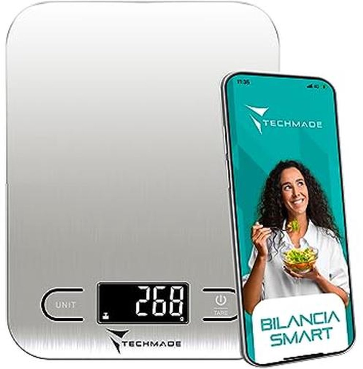 Digitale keukenweegschaal met Voedingsrekenmachine en App - Tarra-functie - Max. 5 kg