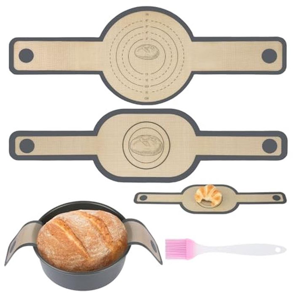 Silicone Bakmat Set met Handgrepen en Keukengerei voor Perfect Bakresultaat