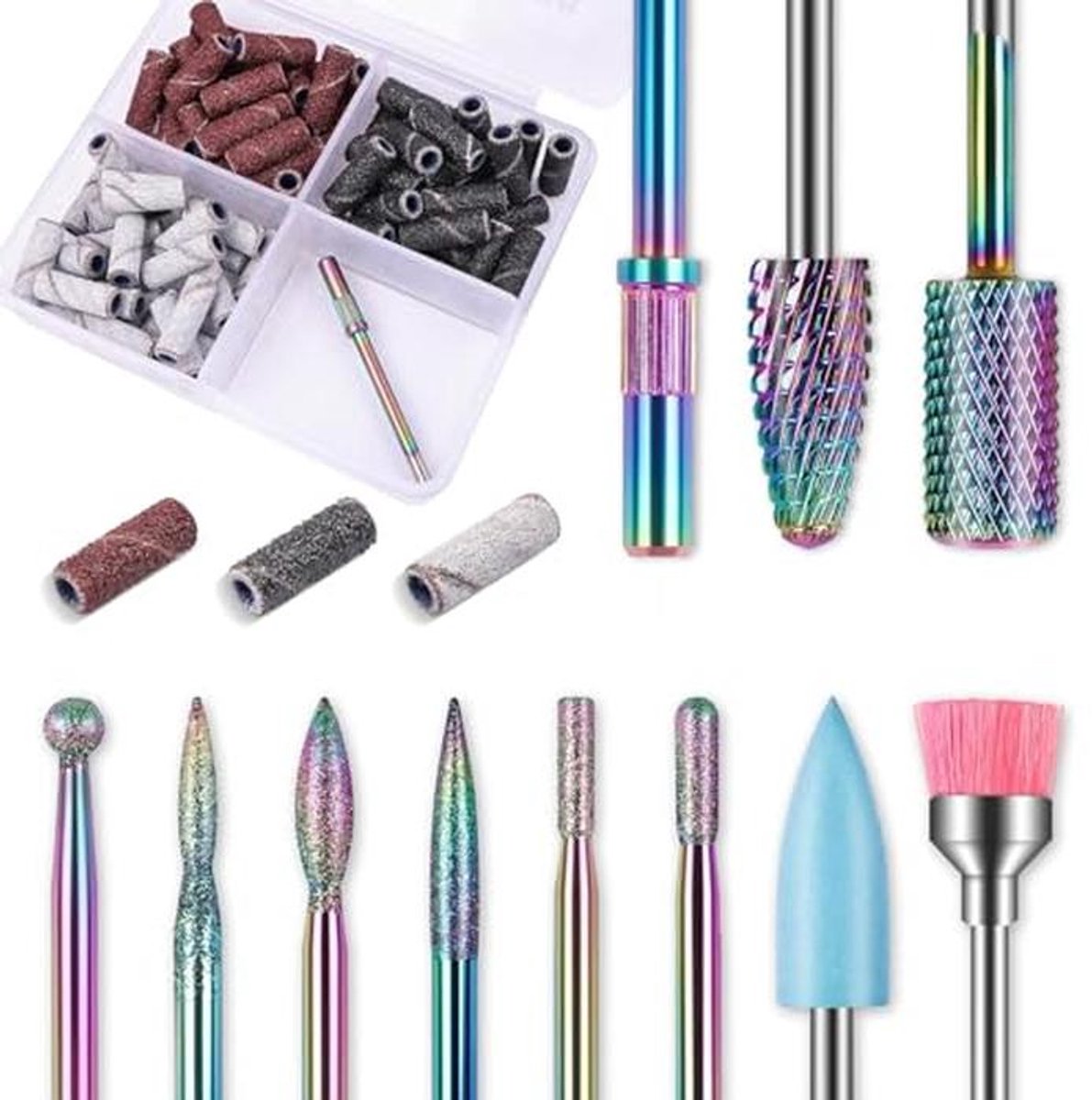Professionele nagelfrees bits set met schuurbanden voor Efile nagelboor