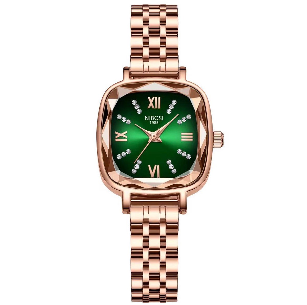 Nibosi - Dameshorloge - Polshorloge - Dames - Horloge - Horlogedoos - Vrouwen - Rosé Groen