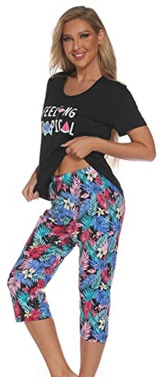 Vrouwen Pyjama Set Mouwloze Loungewear met Capri Broek in Katoen voor Lente en Zomer