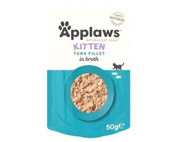 Applaws 100% natuurlijk natvoer voor kittens, tonijnfilet in bouillon - verpakking met 12 x 50 g zakjes