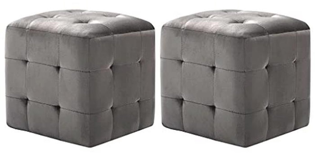 Set van 2 Fluwelen Poefs - Comfortabele Hocker voor Elke Interieurstijl