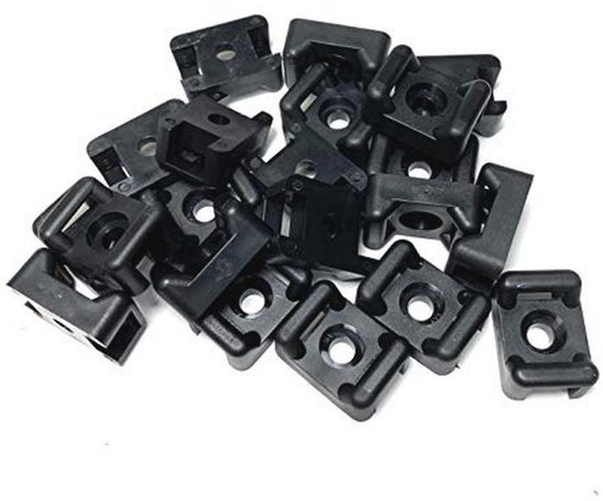 Zwarte nylon kabelhouder met schroefmontage voor kabelbeheer | bol