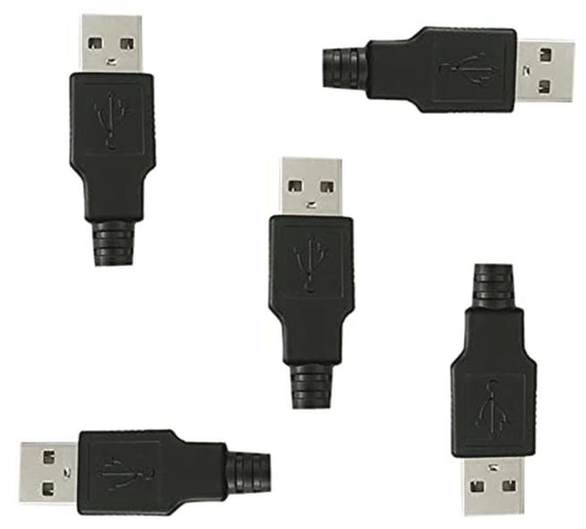 USB Type A 4 Pin Mannelijke Jack Connector Adapter - 5 Stuks voor DIY Projecten