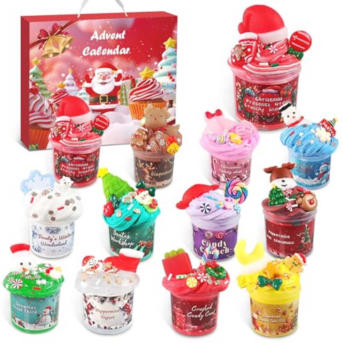 Slime Adventskalender voor Kinderen - 12 Kerstthema Slimes en Decoratie Onderdelen