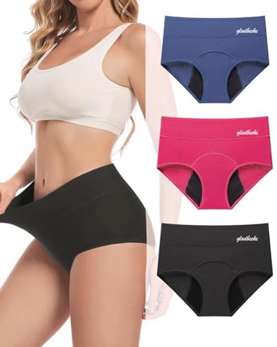 Hoge Taille Menstruatieondergoed voor Vrouwen - Lekvrij en Comfortabel, Verpakking van 3 Stuks