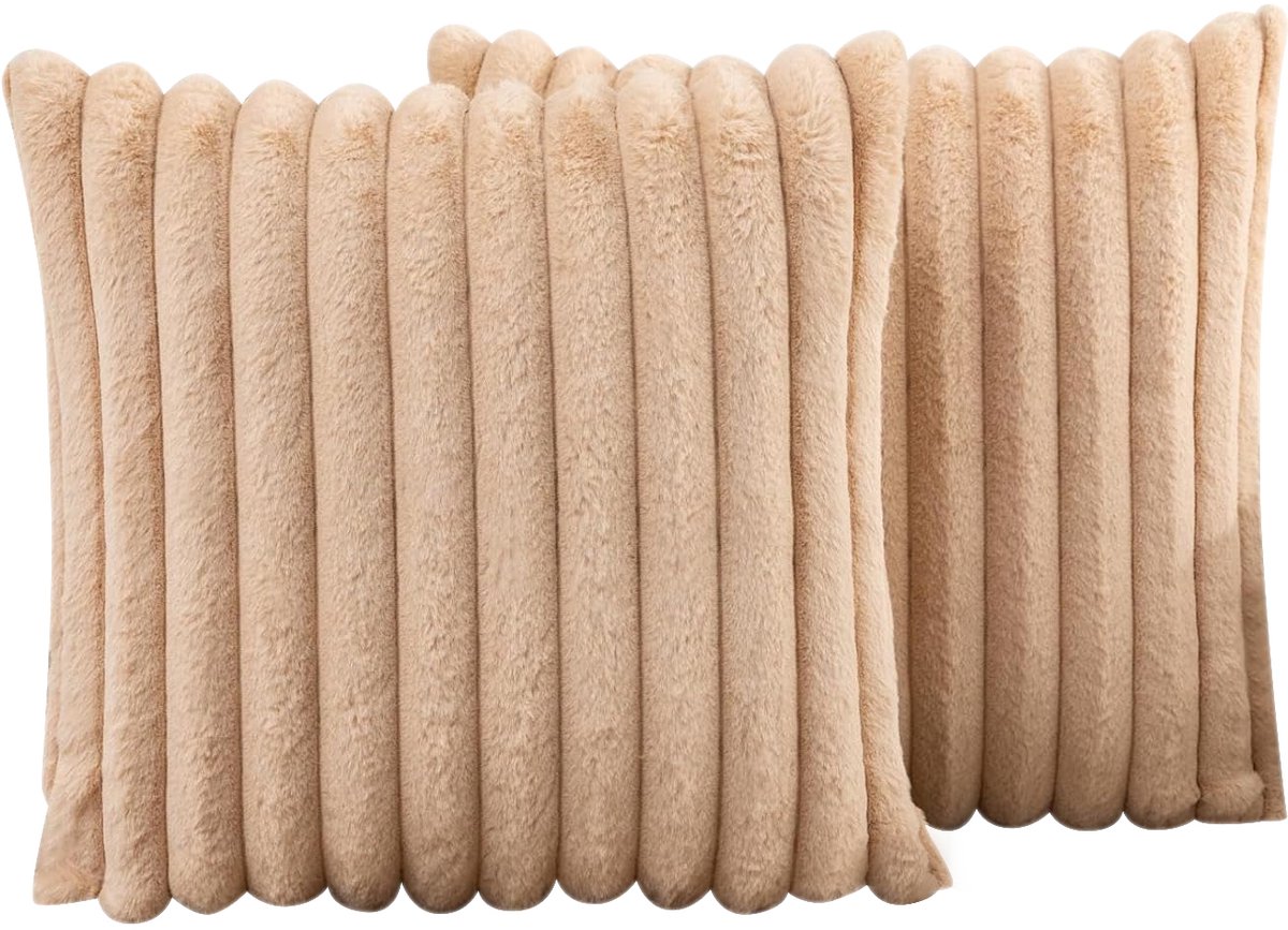 STILVORA Kussenslopen – Woonkamer Kussenslopen Set Van 2 Met Luxe Fluweelstof, Sierkussenslopen Met Verstopte Rits Voor Sofa En Bed – Lichtbruin – 45x45 cm