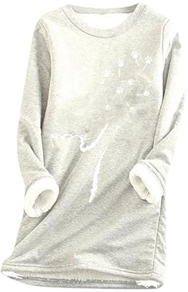 Dames Fleece Wintertrui met Kattenpatroon - Casual Ronde Hals Sweatshirt