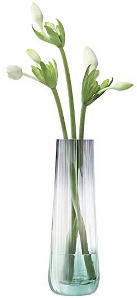 Dusk Vaas 20 cm Groen/Grijs - Mondgeblazen Handgemaakt Glas
