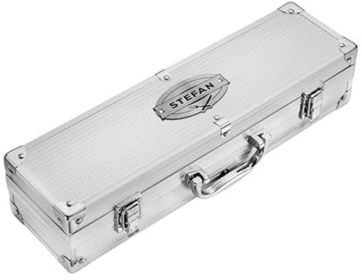 Grillset met koffer van roestvrij staal - Gepersonaliseerd BBQ-gereedschap