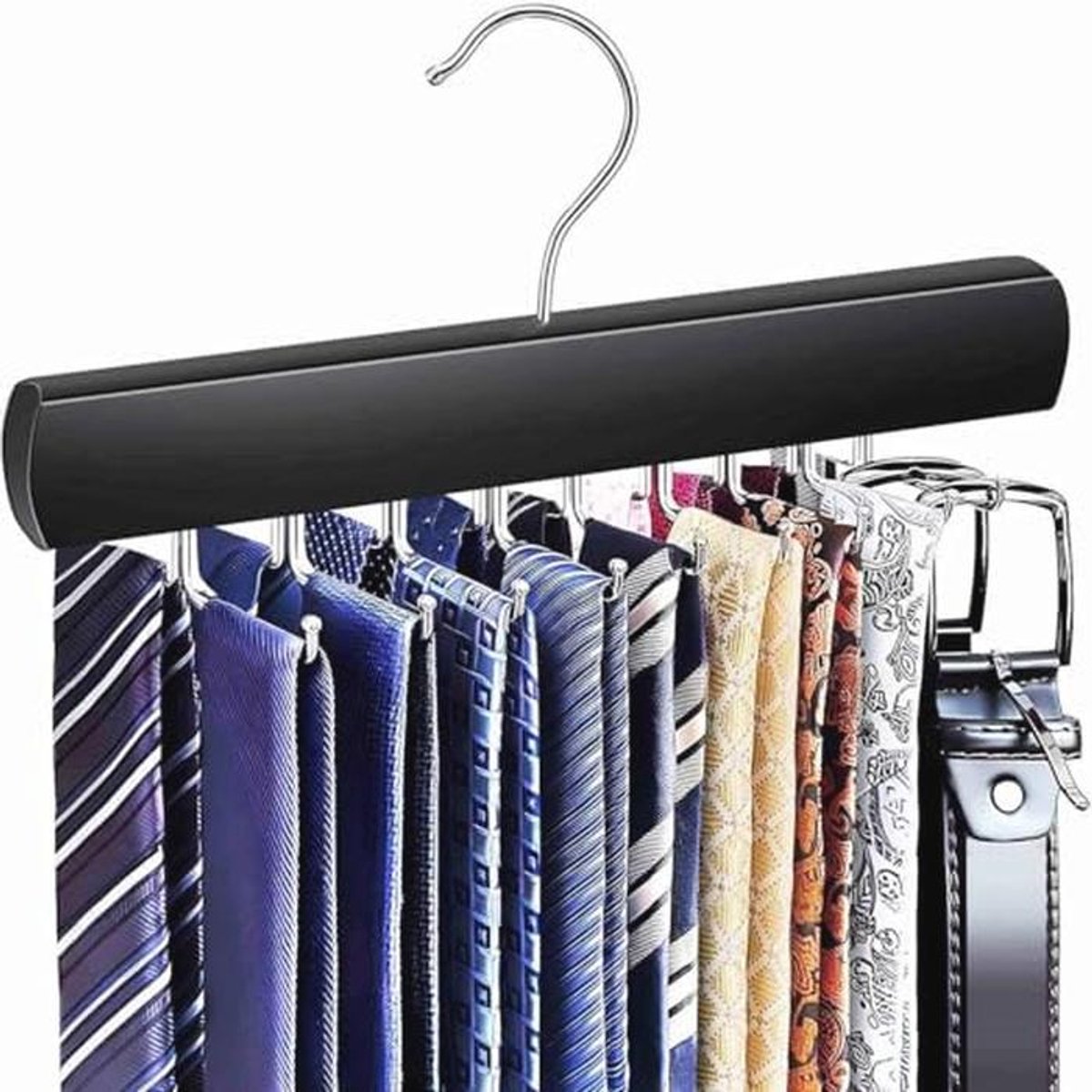 Space Saving Tie Rack Hanger for Men - 18 Hooks Closet Organizer
