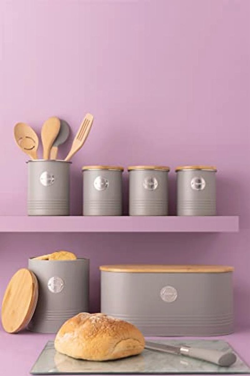 Lunchbox Pastel Grijs 7,5 Liter van Staal en Hout