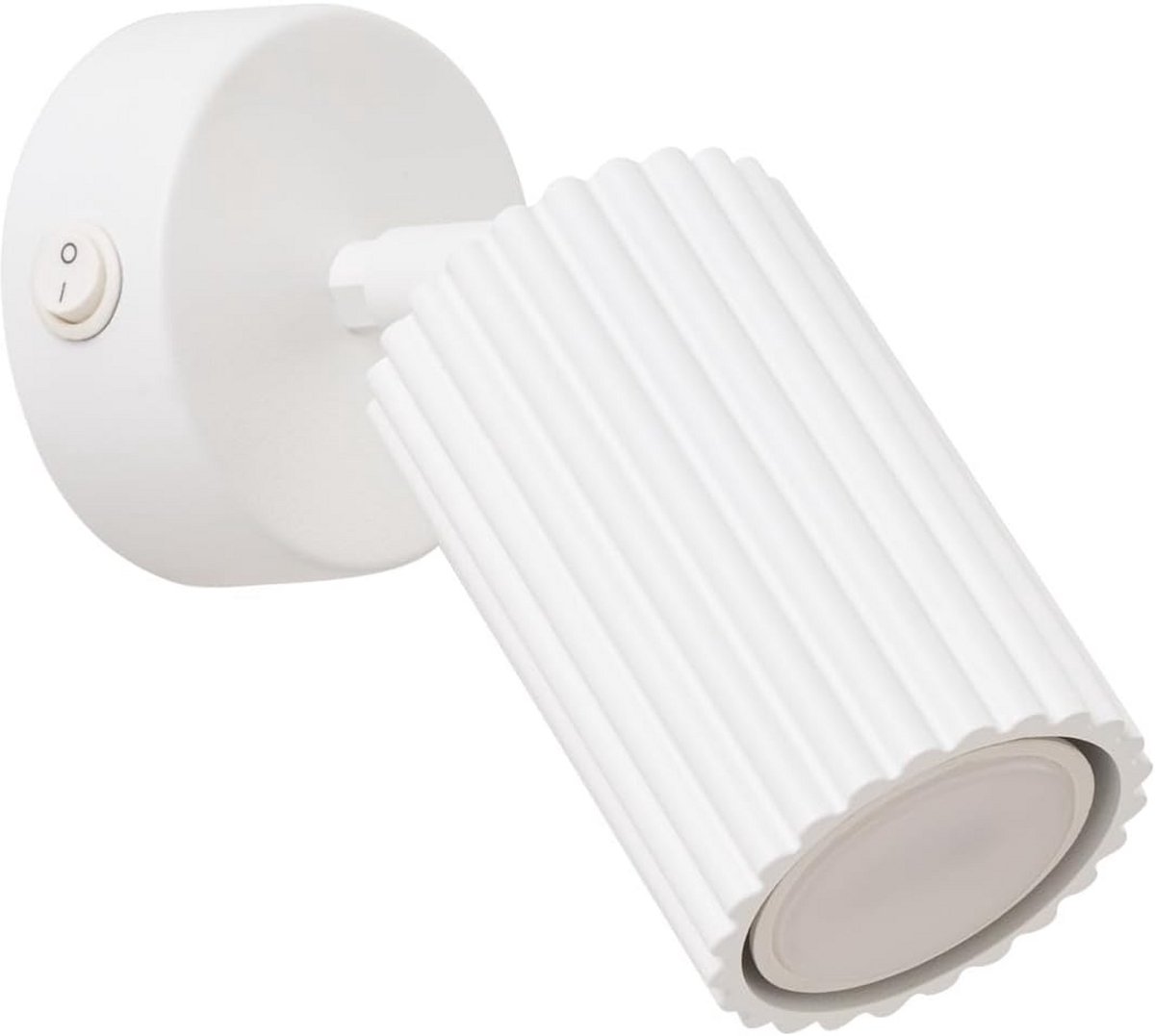 Plafondlamp en Wandlamp met 1 Kap - Aluminium - Wit - Met Schakelaar