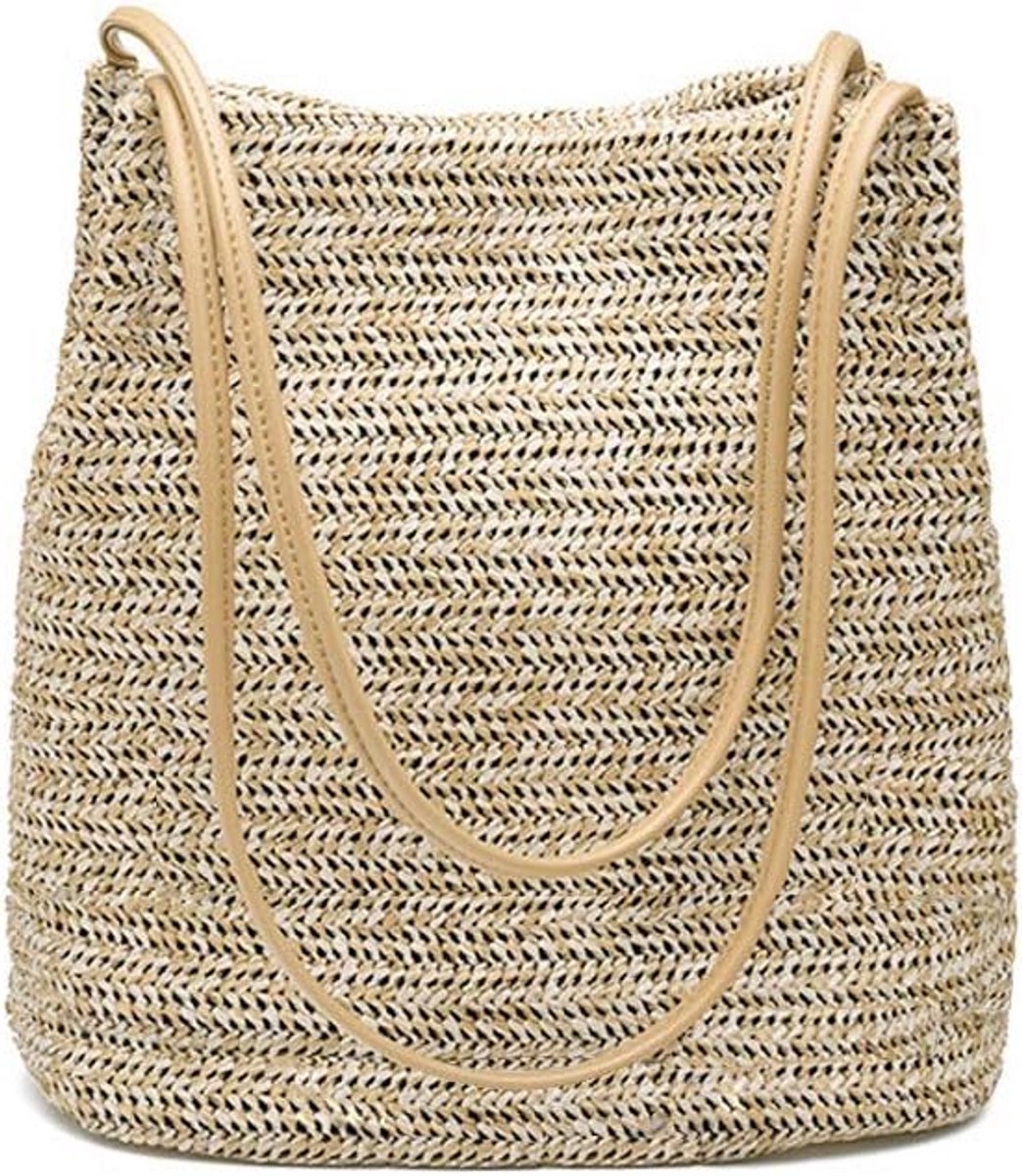 Dames Strooien Handtas Khaki Zomer Schoudertas