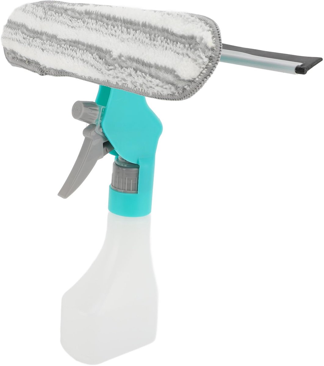 Gereedschap voor het schoonmaken van ramen, 4-in-1 schuurspons, spray, raamreinigingsset met spuitfles, schoonmaakdoek, rubberen schrobber en borstelkop