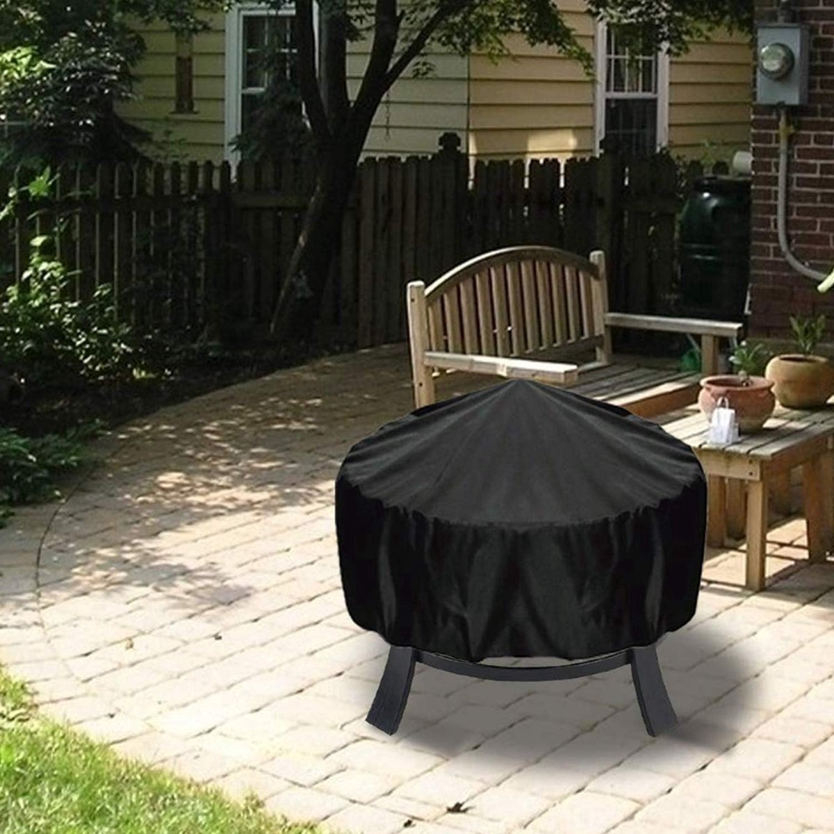 Stunq® Afdekking voor open haard, beschermhoes voor vuurschaal, afdekking voor ronde haard, waterdicht, ademend Oxford-weefsel, vuurkorf, 80 x 80 x 65 cm