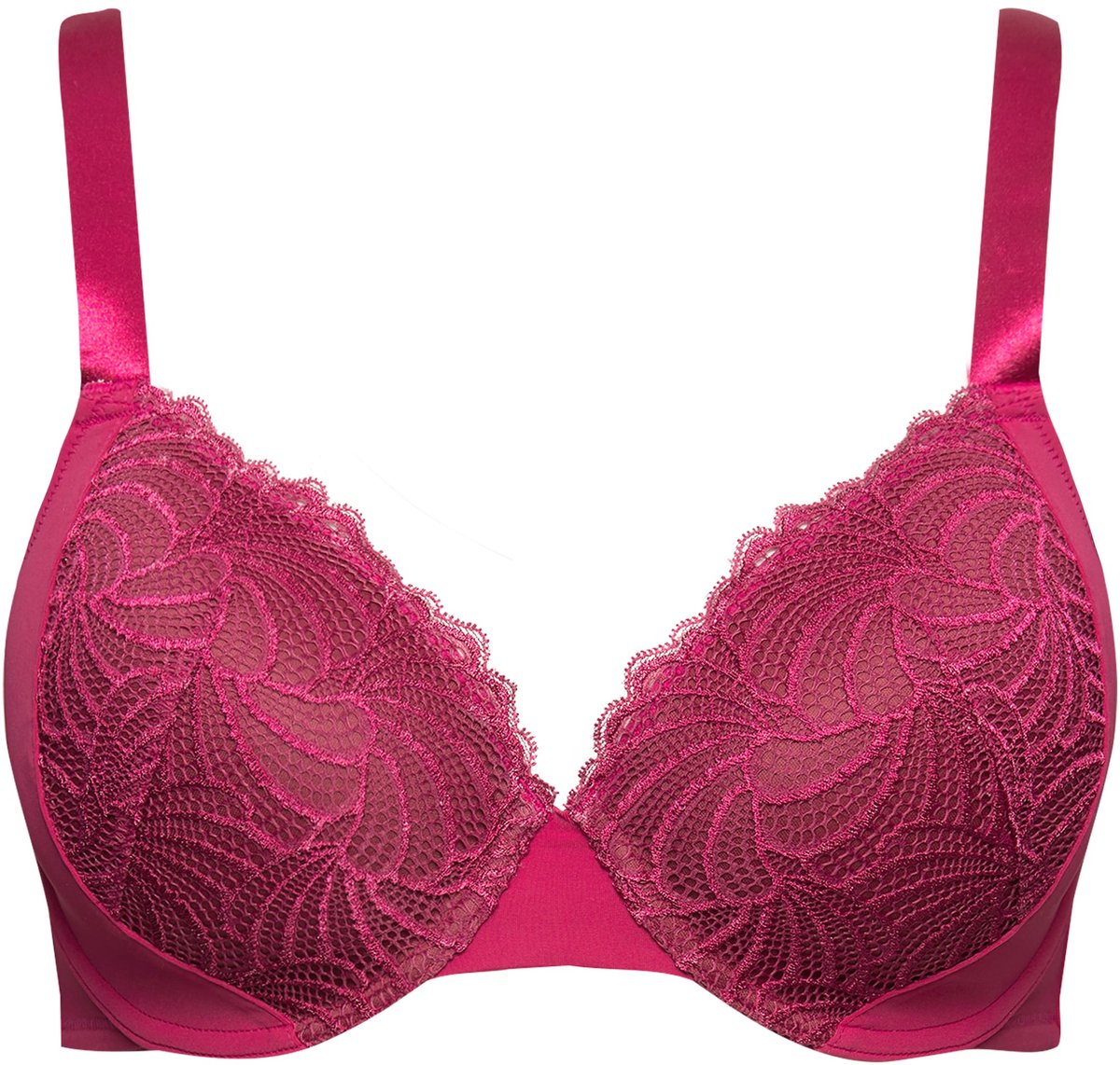 Ulla Popken Dames - Beugelbeha kant softcups - Fuchsia