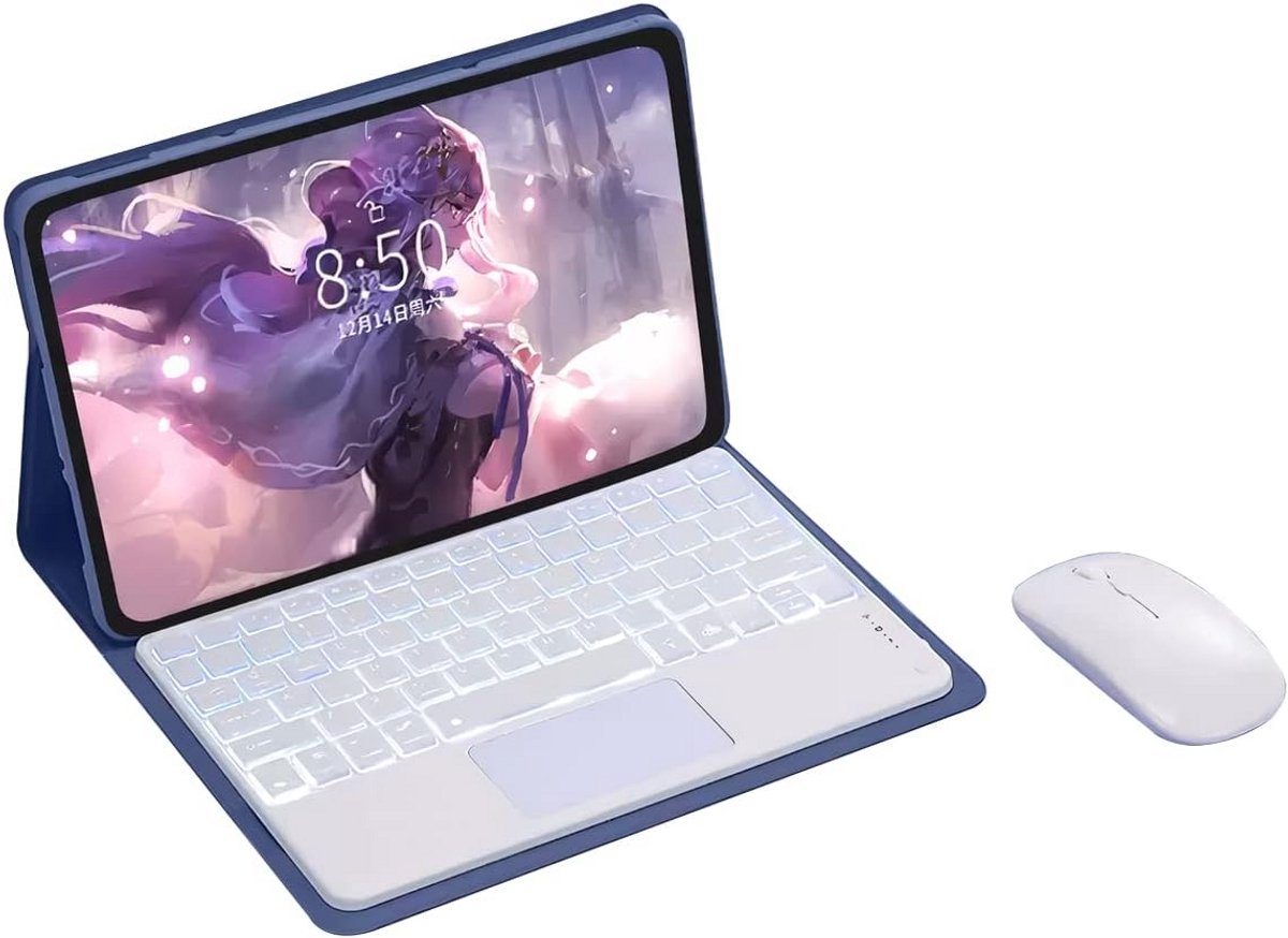 Bluetooth Toetsenbordhoes met Touchpad en 7 Kleuren Verlichting voor 11,5 Inch Tablet