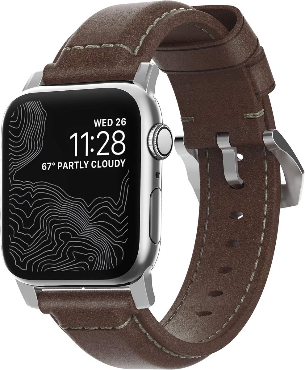 Leren Band voor Smartwatch - Bruin Leer met Roestvrijstalen Gesp
