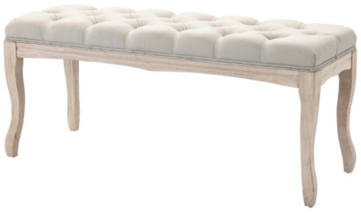 Bankje 110x40x48cm Beige Hout Bedbank Make-up bank Zitting Bankje Schoenbank Geschikt voor woonkamer Slaapkamer Gang