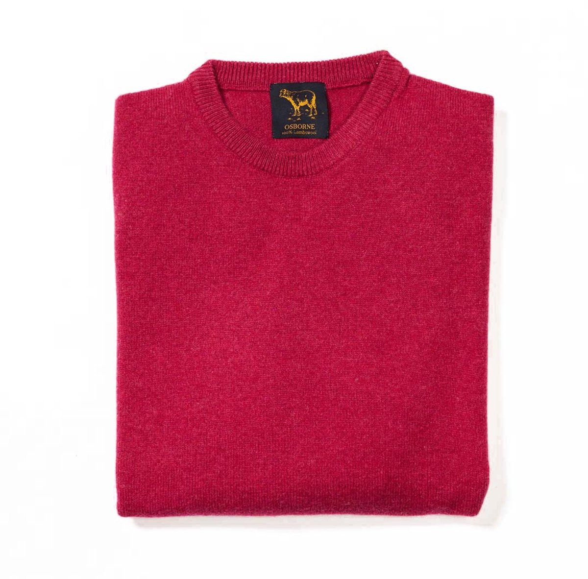 Osborne Knitwear Trui met ronde hals - Sweater heren in Lamswol - Pullover Heren - Rosehip - XL