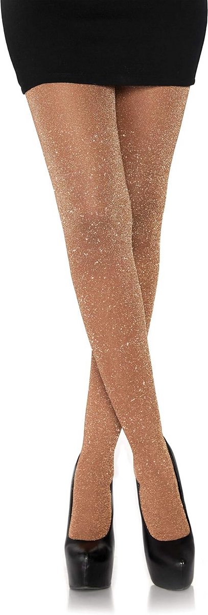 Glanzende Lurex Panty Kousen voor Dames - Doorzichtig Roze Maat L