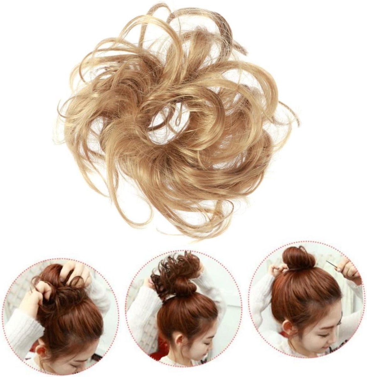 Provento - Haarverlengingen - Valse knot - Pruik accessoires - Krullende hoofdband - Golvende scrunchy - Neppaardenstaart - Krullen - Elastische haarband