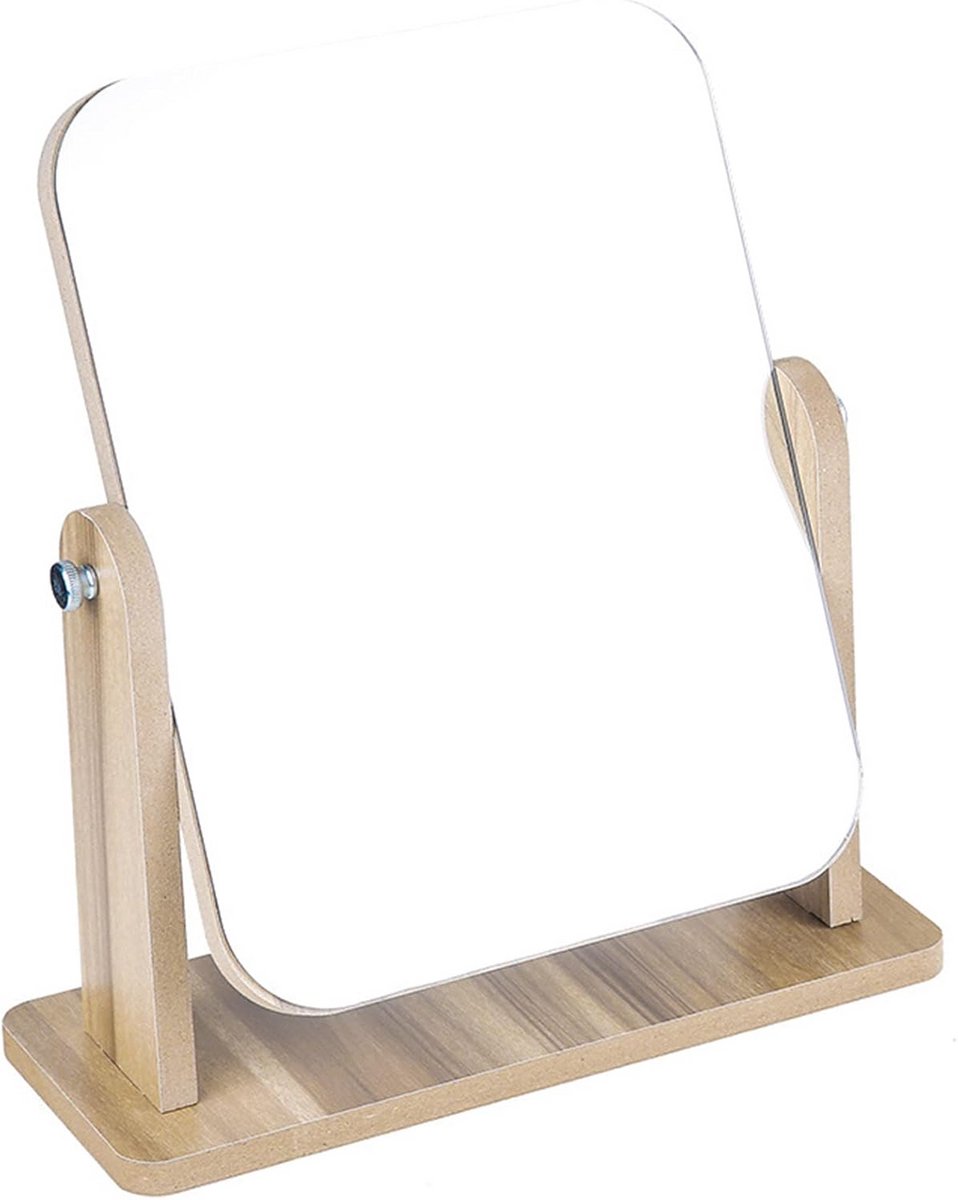 Draaibare Tafel Make-up Spiegel met Houten Standaard