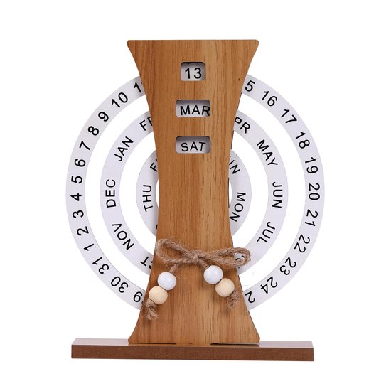 Houten eeuwige kalender, houten kalender, blok vintage houten kalender, hout, perpetual, bureaukalender, maand, datum, weergave, thuiskantoor, decoratie