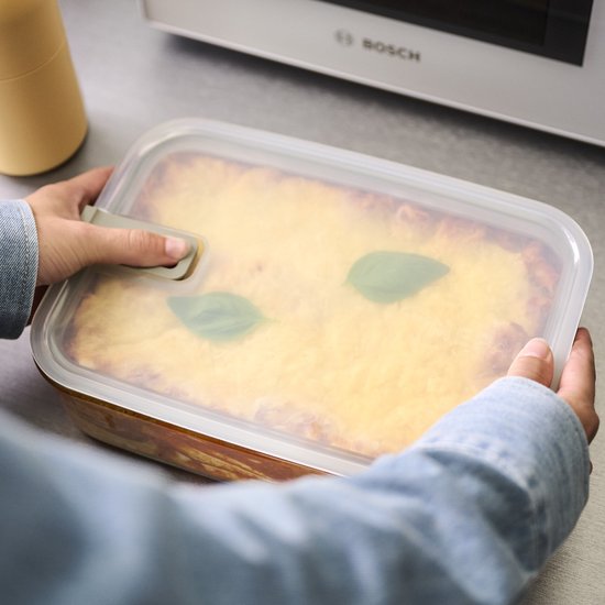 Mepal Glazen Vershouddoos EasyClip - 1,5 l - Glazen vershoudbakjes met schuifsluiting - Geschikt voor magnetron, (stoom)oven, koelkast en vriezer - Nordic sage van Merkloos — afbeelding 4