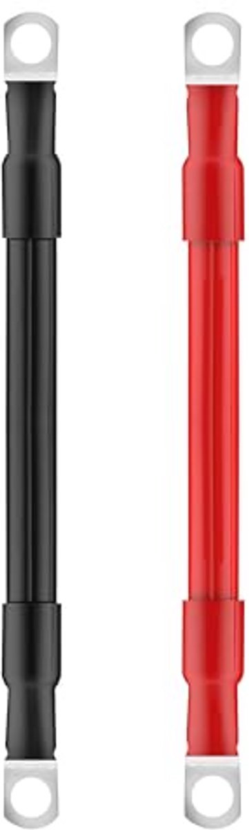 Batterijkabel 25 mm² 15 cm - Auto Accukabel 12 V 3 AWG - Koper met M10 Ringklemmen voor Vrachtwagen Motorfiets en Zonne-energie