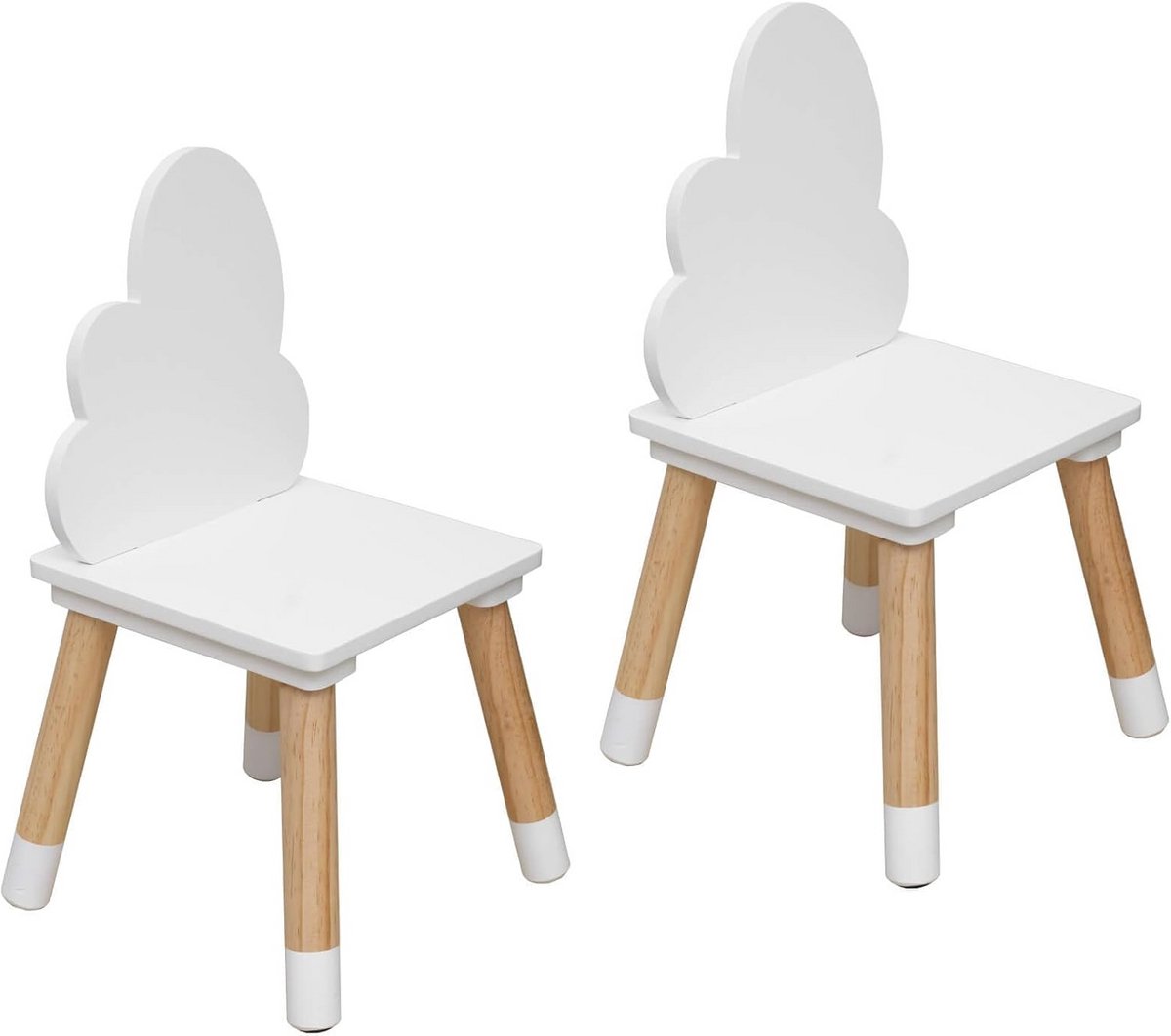 Set van 2 Montessori kinderstoelen voor kleuterschool - Wit Bruin MDF - H50 x B25 x D25 cm