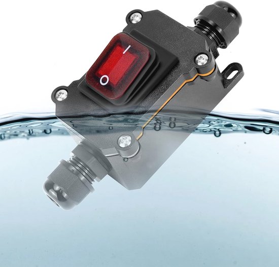 Waterdichte inline-kabelschakelaar met rood indicatielampje, 12-24V