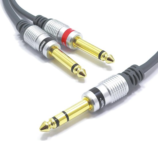 J&D 6,35mm TRS Naar Dubbele RCA Audiokabel, Zware Koperen Behuizing Mannelijk 2 Stereo Audio Y Splitterkabel 3 M 2419387779